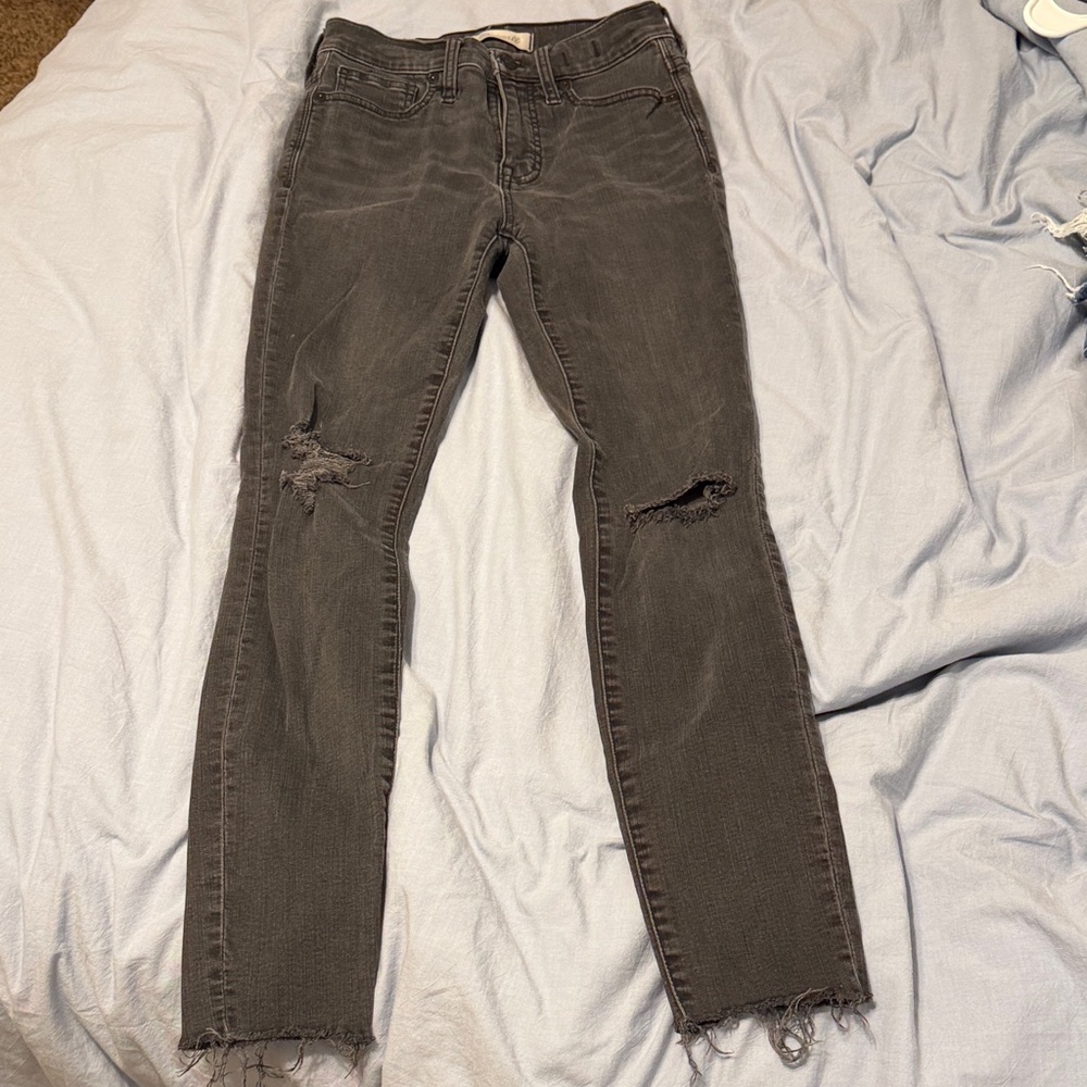 Madewell Washed Black Distressed Skinny Jeans